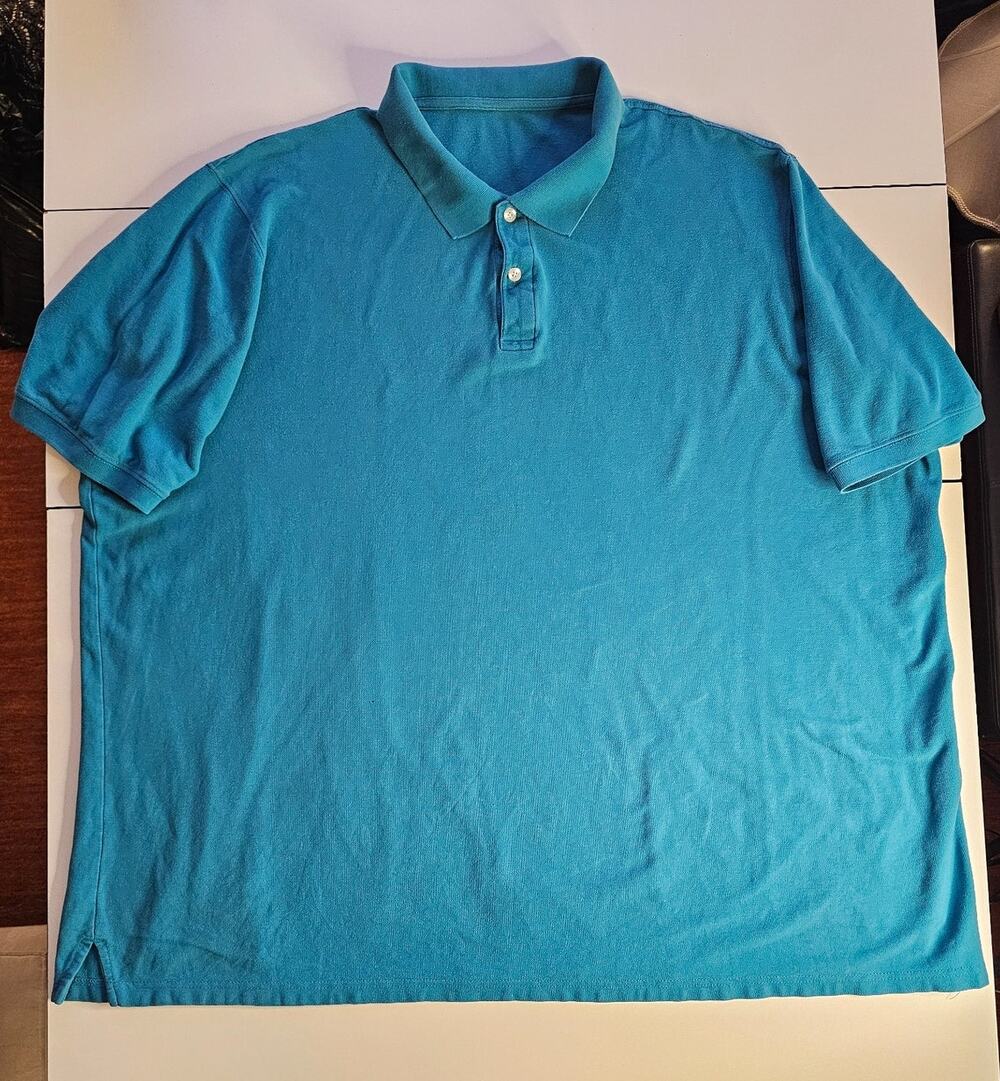 Harbor Bay Mens Big Tall Polo Shirt Teal Blue 100% Cotton Short Sleeve 6XLT